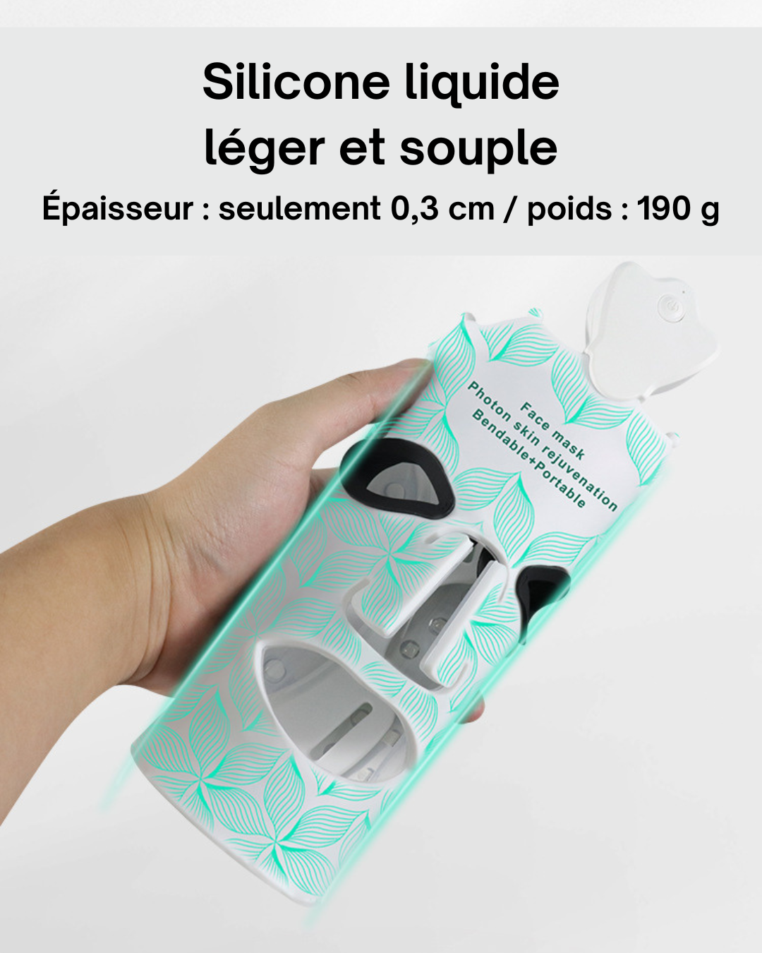 Masque LED photonique 7 couleurs, soin visage & cou rechargeable