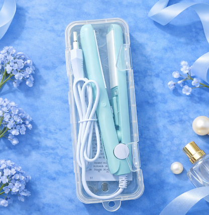 Mini fer à lisser et boucleur en céramique, rechargeable USB,  Ions négatifs anti-frisottis (Prise EU)