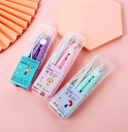 Mini fer à lisser et boucleur en céramique, rechargeable USB,  Ions négatifs anti-frisottis (Prise EU)