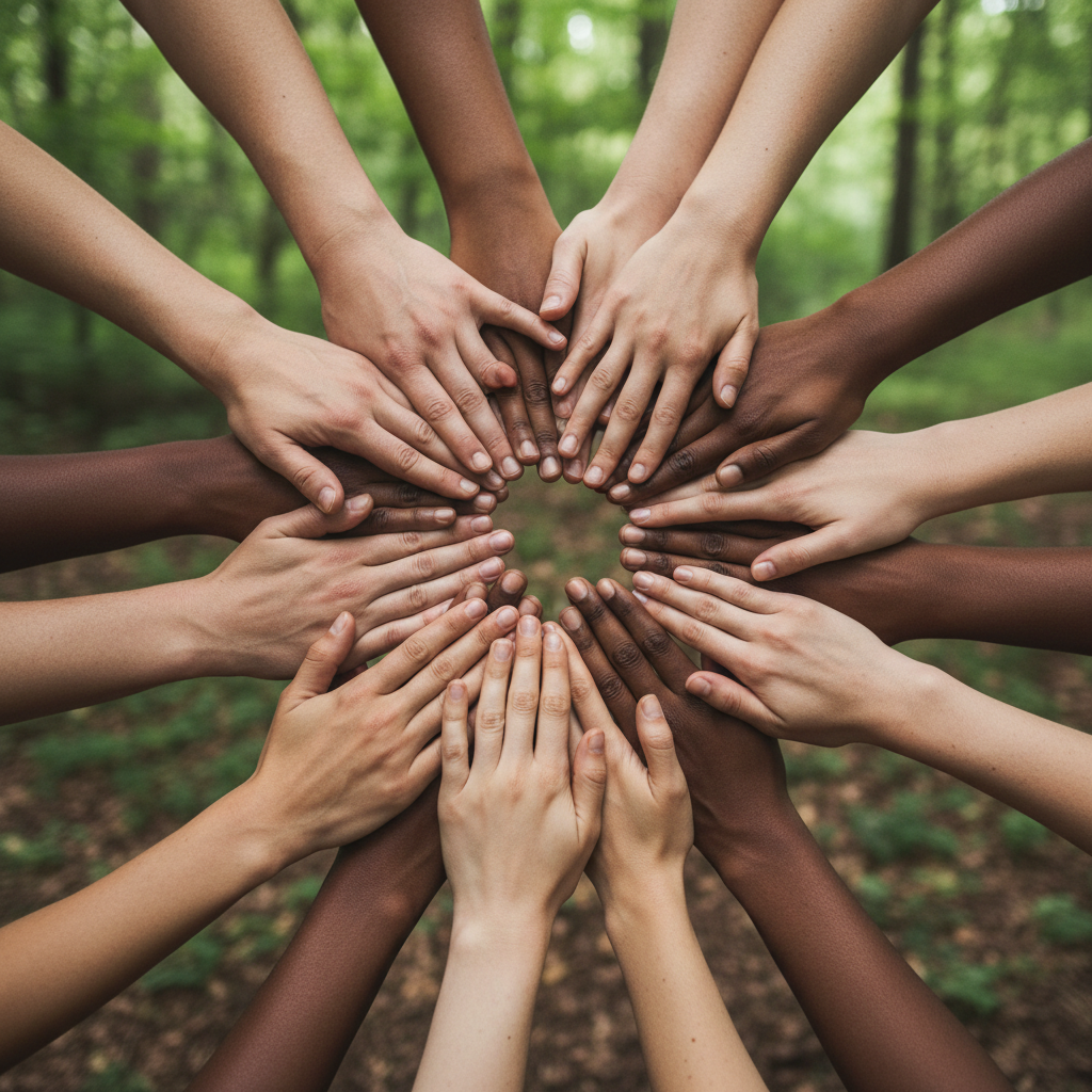 Mains entrelacées montrant la diversité