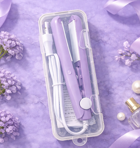 Mini fer à lisser et boucleur en céramique, rechargeable USB,  Ions négatifs anti-frisottis (Prise EU)